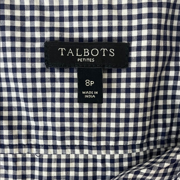 Talbots Women's Black and White Checkered Sleeveless Top Size 8P - Picture 4 of 5